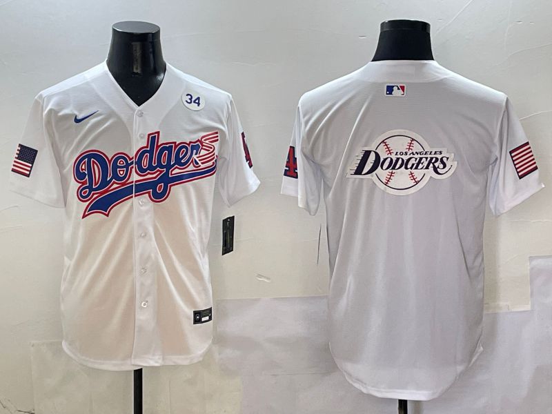 Men Los Angeles Dodgers Blank White national flag second generation joint name Nike 2025 MLB Jersey style 28
